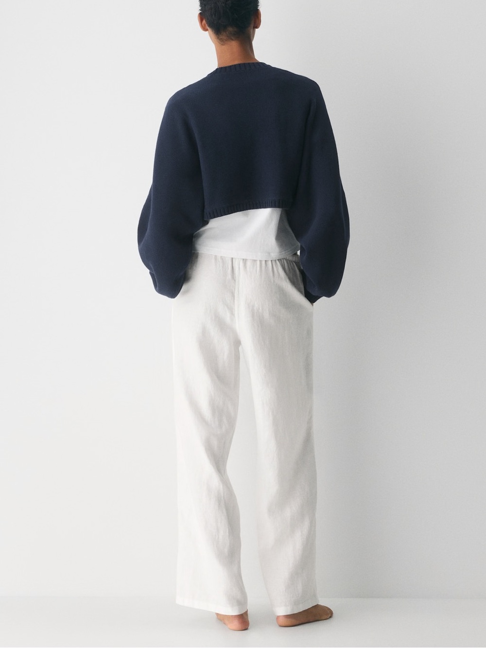Aritzia Navy Cropped Open-Front Sweater - Picture 2 of 6